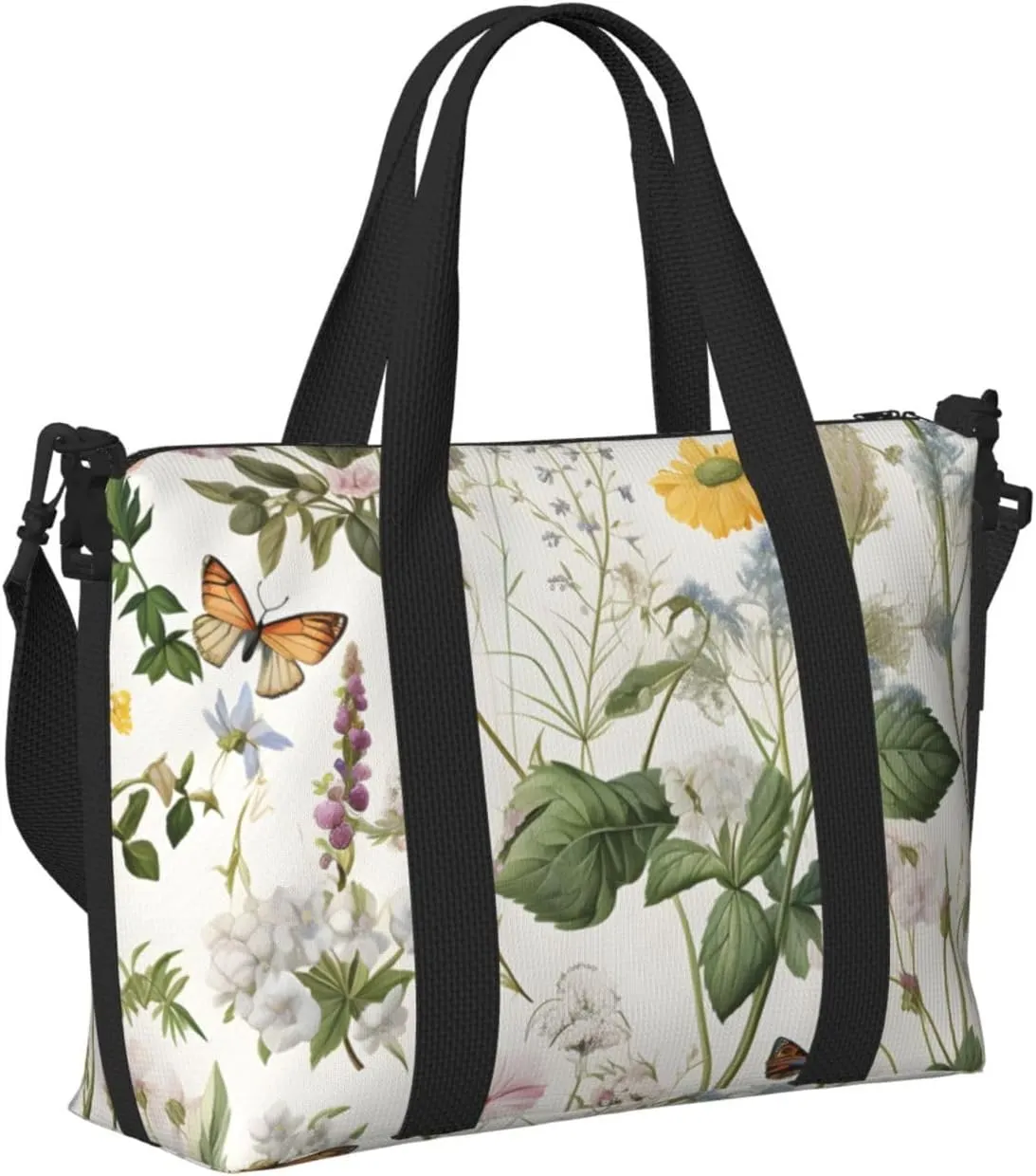 Travel Duffle Bag Floral Tropical Leaves Weekender Overnight Bags Luggage Bag for Women Men Waterproof Sports Gym Bag Hand Bag with Shoulder Strap
