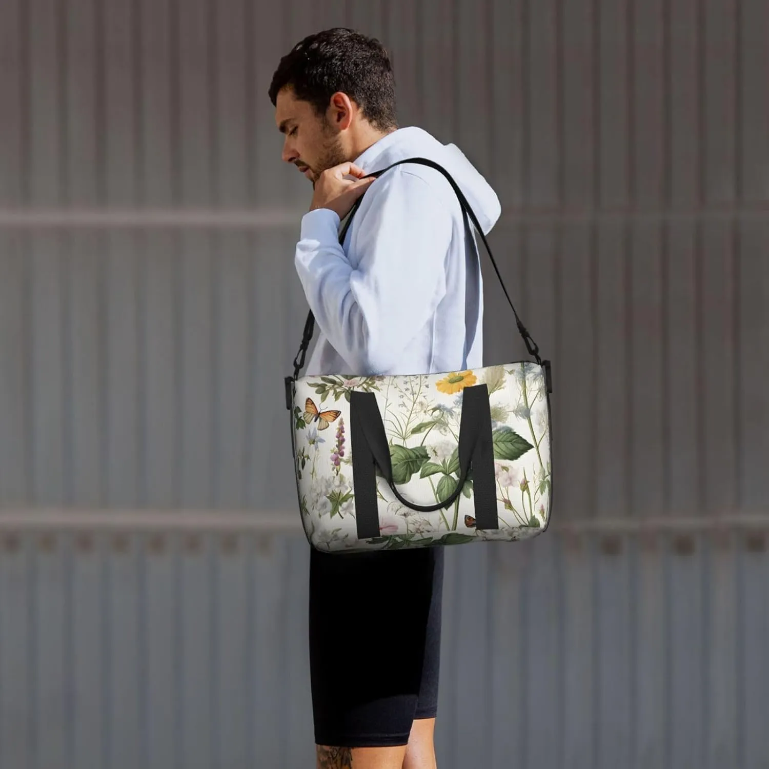 Travel Duffle Bag Floral Tropical Leaves Weekender Overnight Bags Luggage Bag for Women Men Waterproof Sports Gym Bag Hand Bag with Shoulder Strap