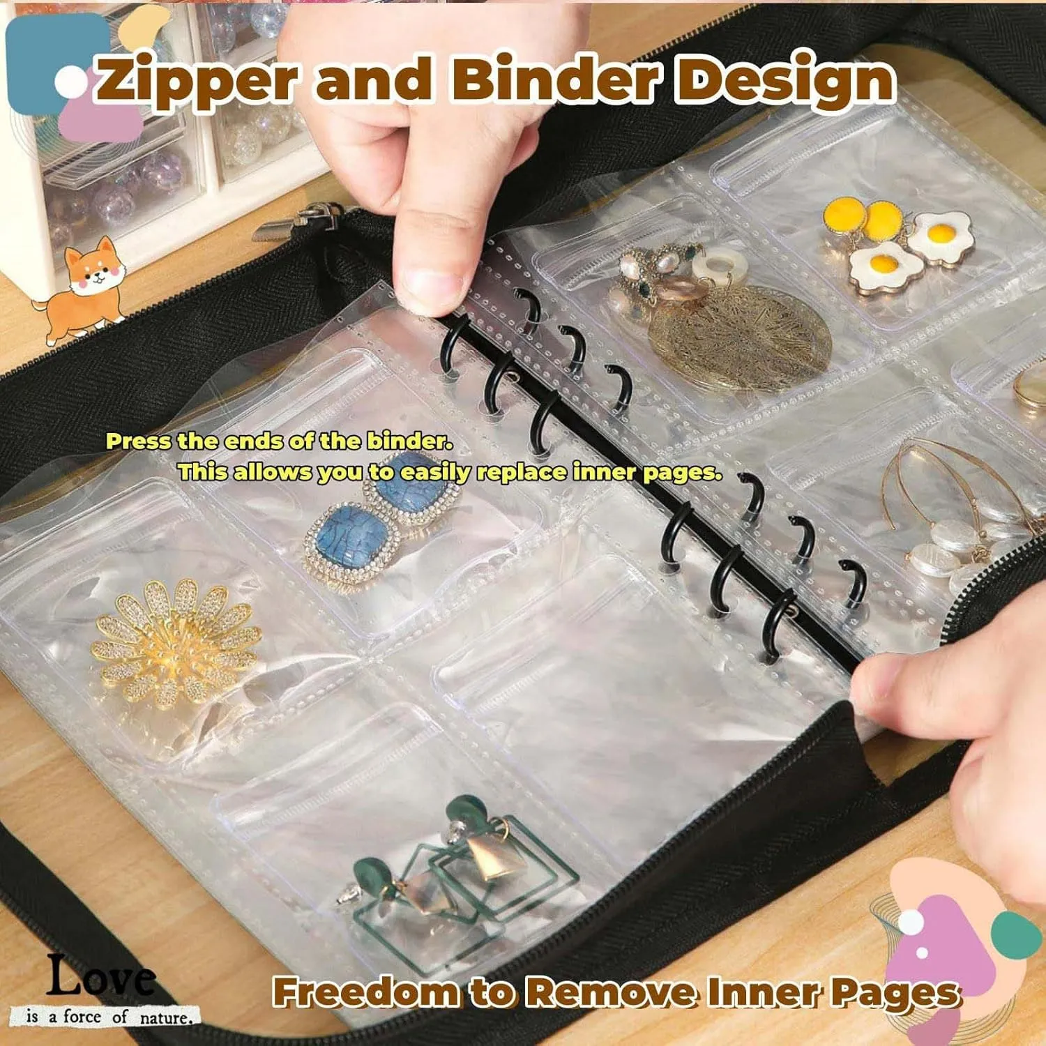 Travel Jewelry Organiser with PVC Bags Transparents Storage Book Pockets for Necklaces Earrings Rings and Bracelets