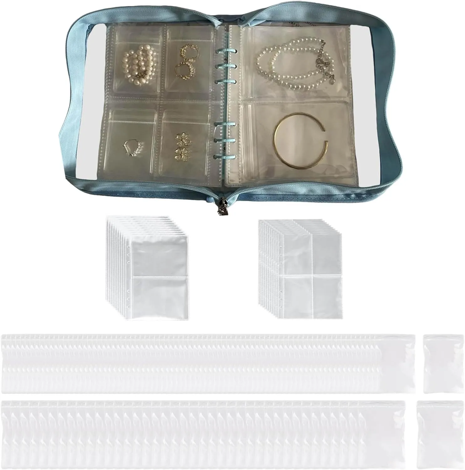Travel Jewelry Organiser with PVC Bags Transparents Storage Book Pockets for Necklaces Earrings Rings and Bracelets