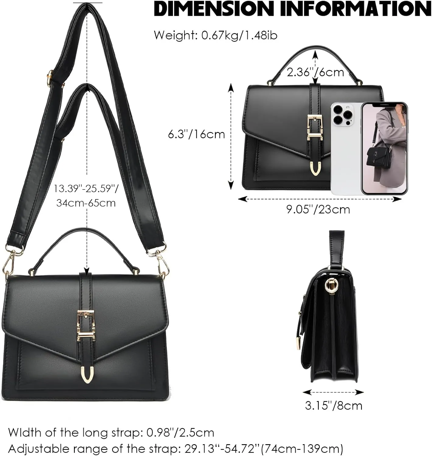 Travistar Crossbody Bags for Women - Small Cross Body Purse Leather Top-handle Handbags Trendy Shoulder Bag Satchel Purses