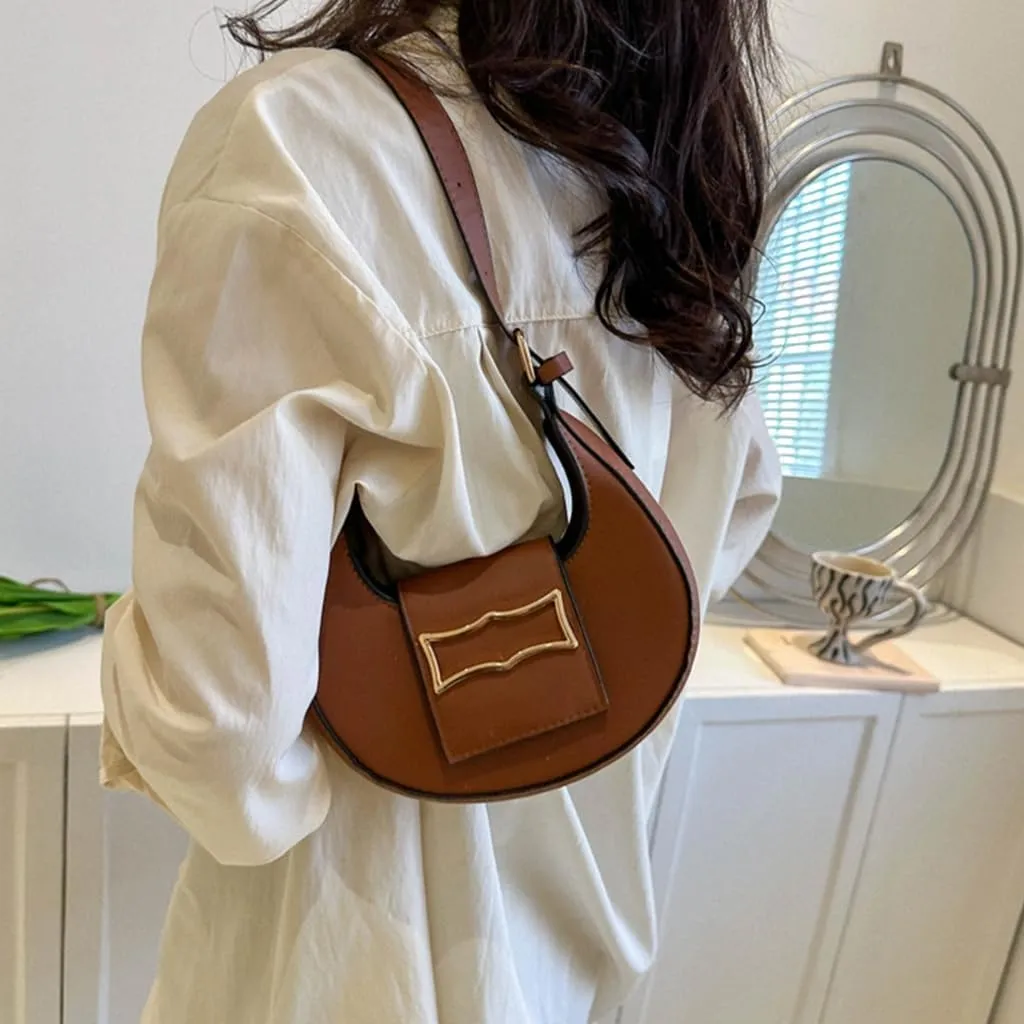 Trendy Handbags PU Shoulder Bag Saddle Bags for Women Girls Underarm Bag Luxury Sactchel Bag