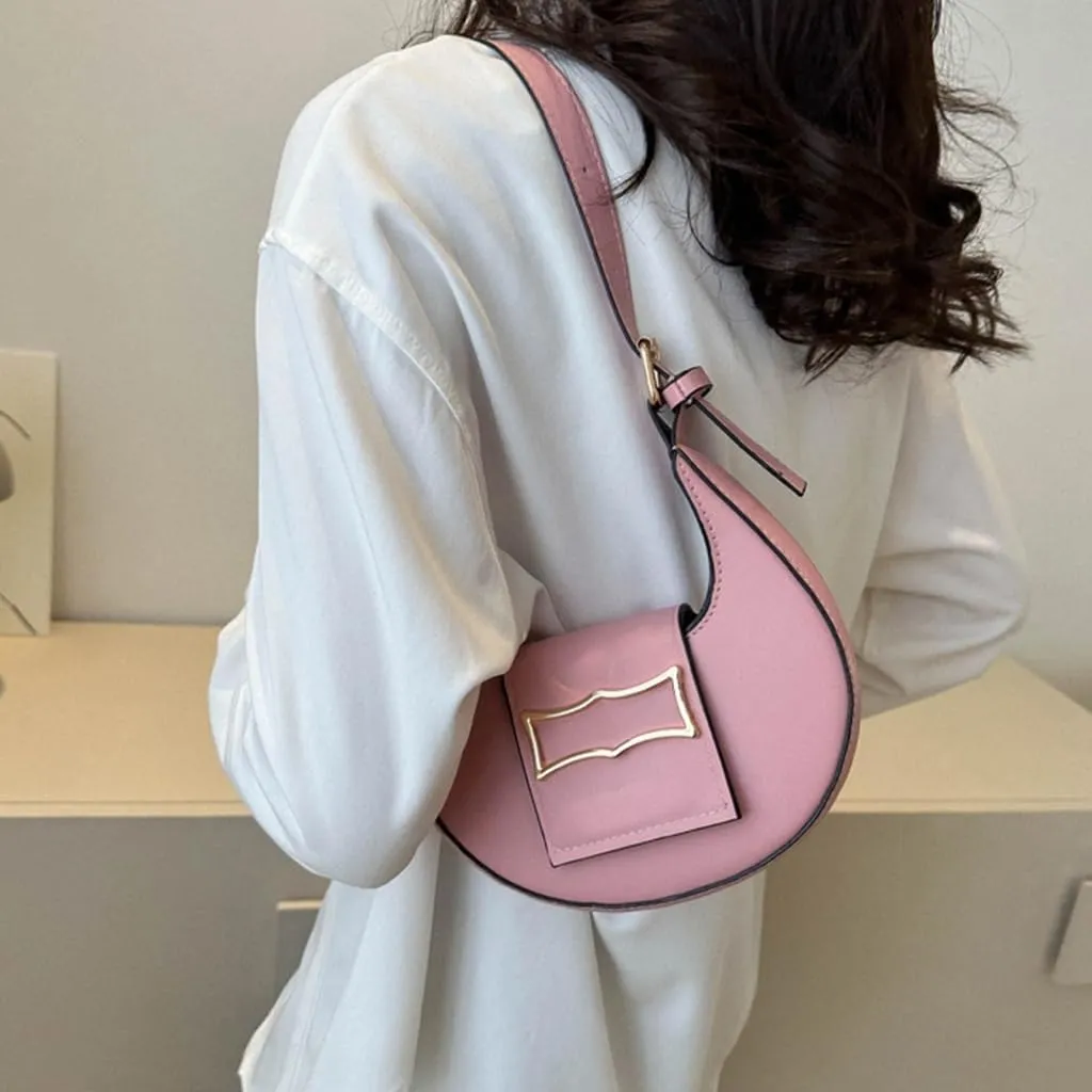 Trendy Handbags PU Shoulder Bag Saddle Bags for Women Girls Underarm Bag Luxury Sactchel Bag
