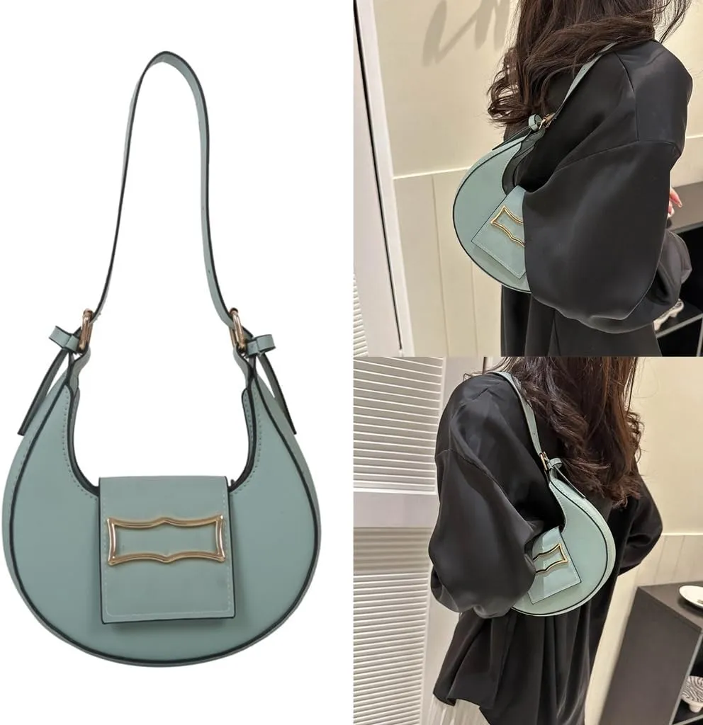 Trendy Handbags PU Shoulder Bag Saddle Bags for Women Girls Underarm Bag Luxury Sactchel Bag