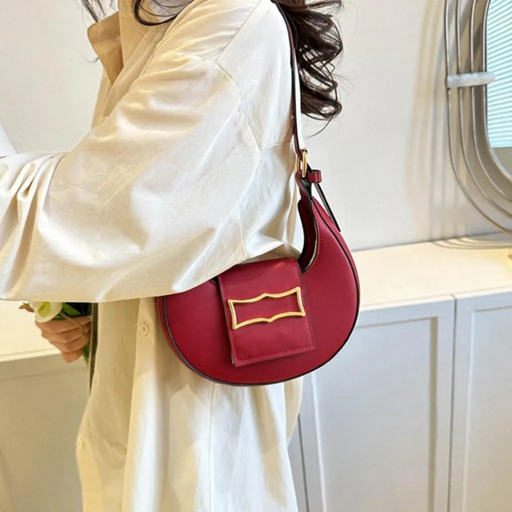 Trendy Handbags PU Shoulder Bag Saddle Bags for Women Girls Underarm Bag Luxury Sactchel Bag
