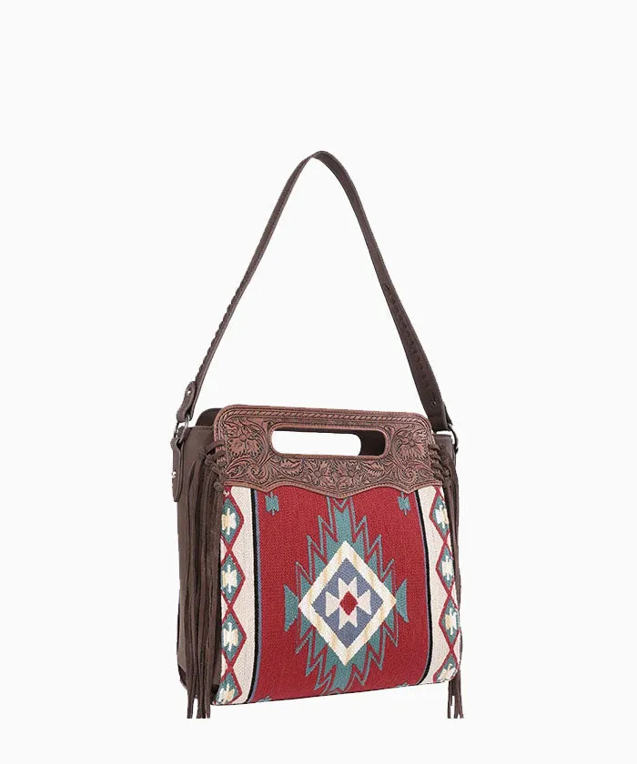 Trinity Ranch Aztec Tapestry Floral Embossed Concealed Carry Hobo