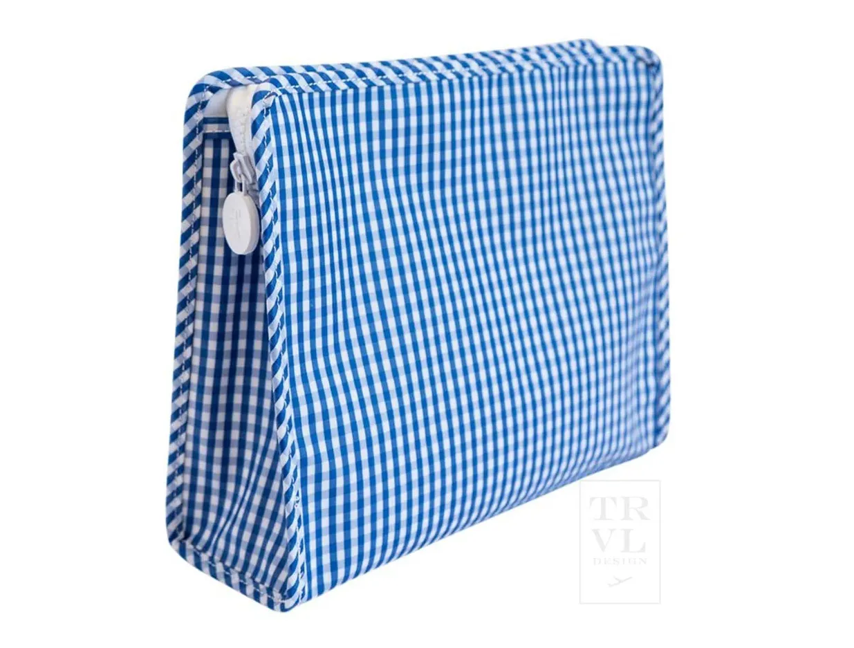 TRVL Roadie Large Zip Pouch - Gingham Royal