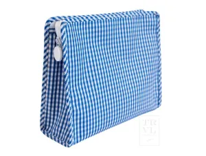 TRVL Roadie Large Zip Pouch - Gingham Royal