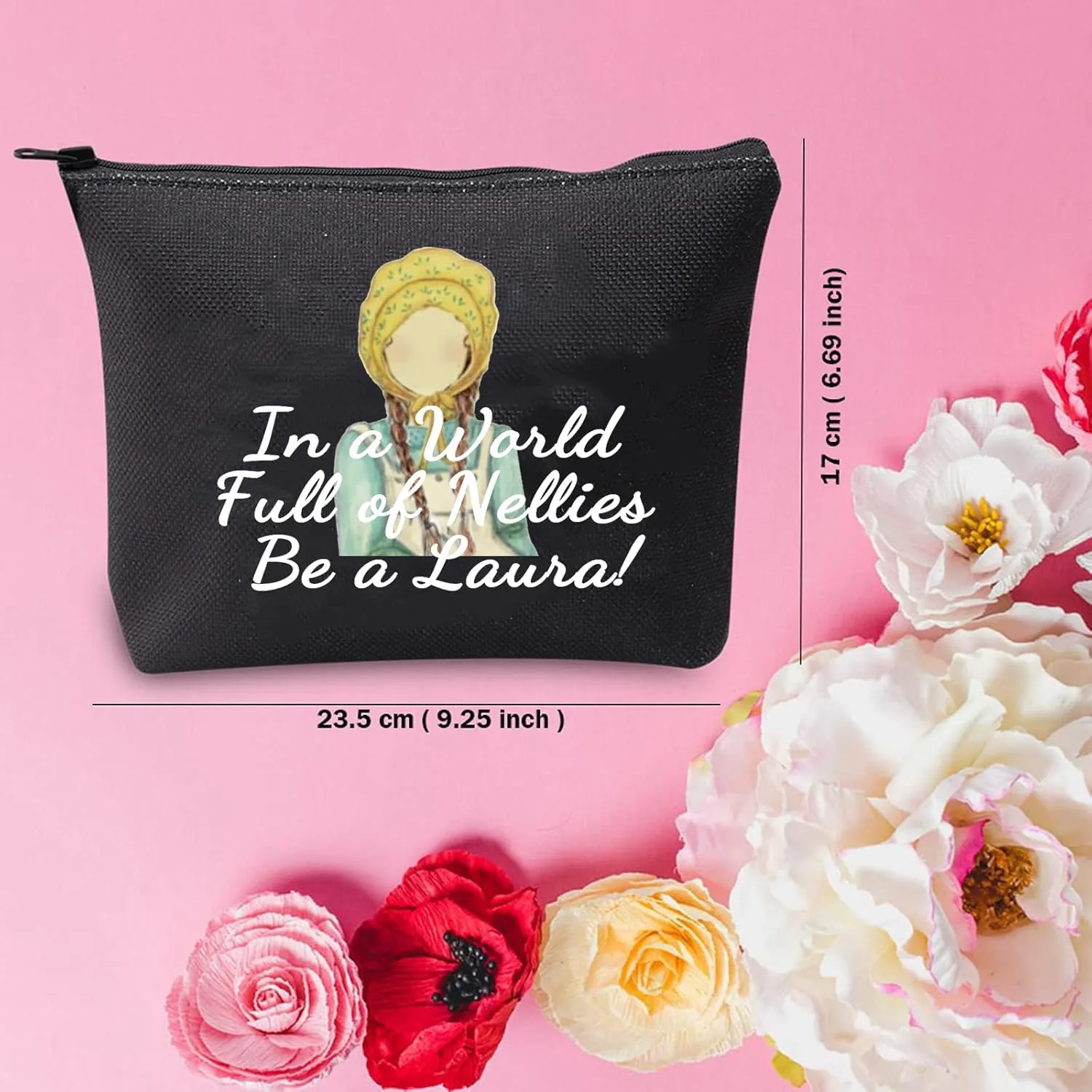 TSOTMO Laura TV Show Merchandise Gift Farmhouse Makeup Bag 70S Farm Farmer Gift Laura Novel Book Gift For TV Show Lovers Laura Book Fans Gift (Be Laura BLK)