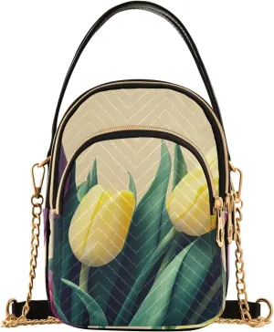 Tulips Bouquet Print Women‘s Shoulder Handbag Crossbody Purse Stylish Ladies Shoulder Bag Top Handle Satchel
