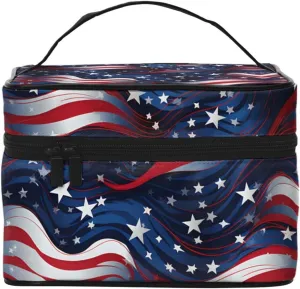 UAS Flag Star Makeup Bag for Women Travel Cosmetic Bag Large Makeup Case Portable Toiletry Skincare Organizer Bag