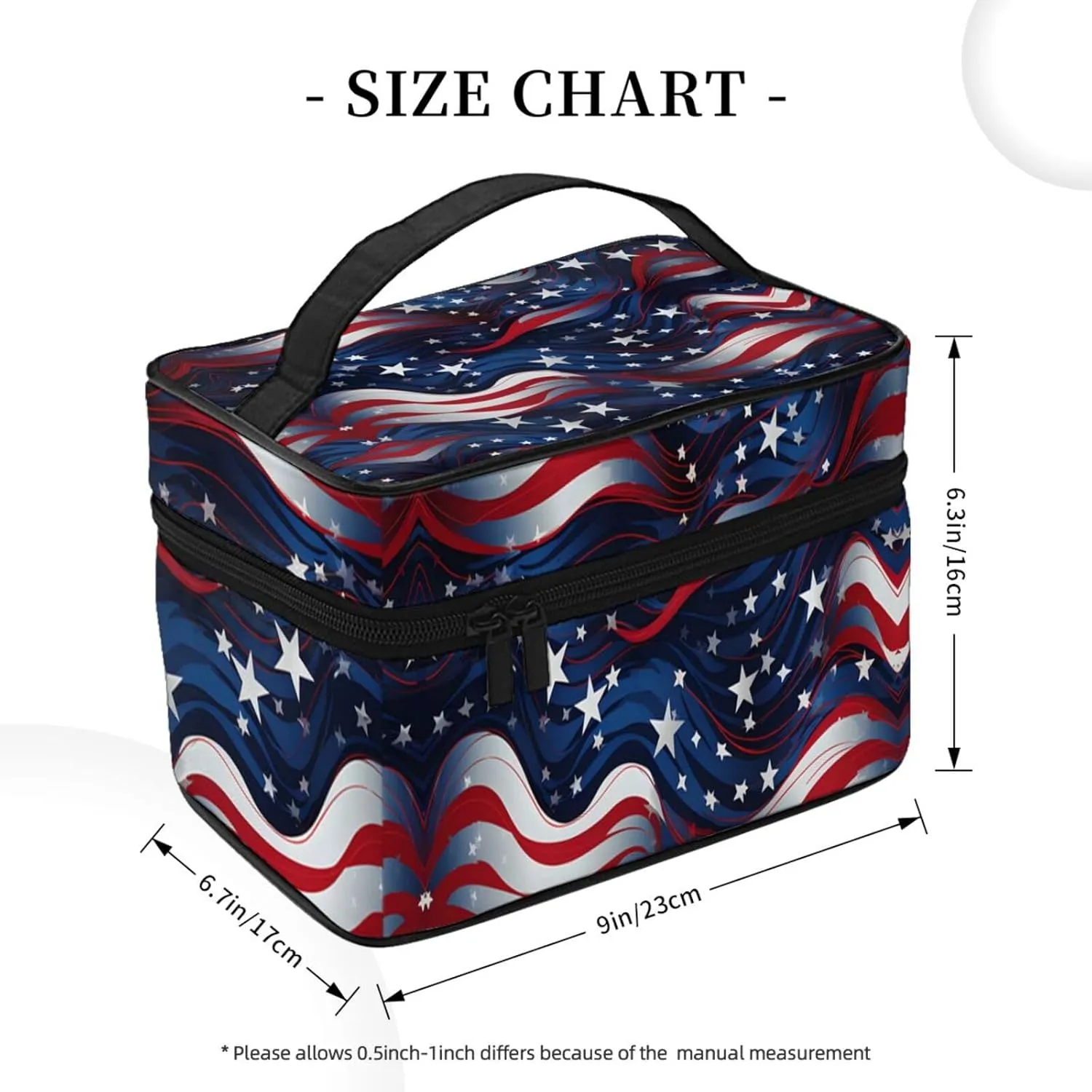 UAS Flag Star Makeup Bag for Women Travel Cosmetic Bag Large Makeup Case Portable Toiletry Skincare Organizer Bag
