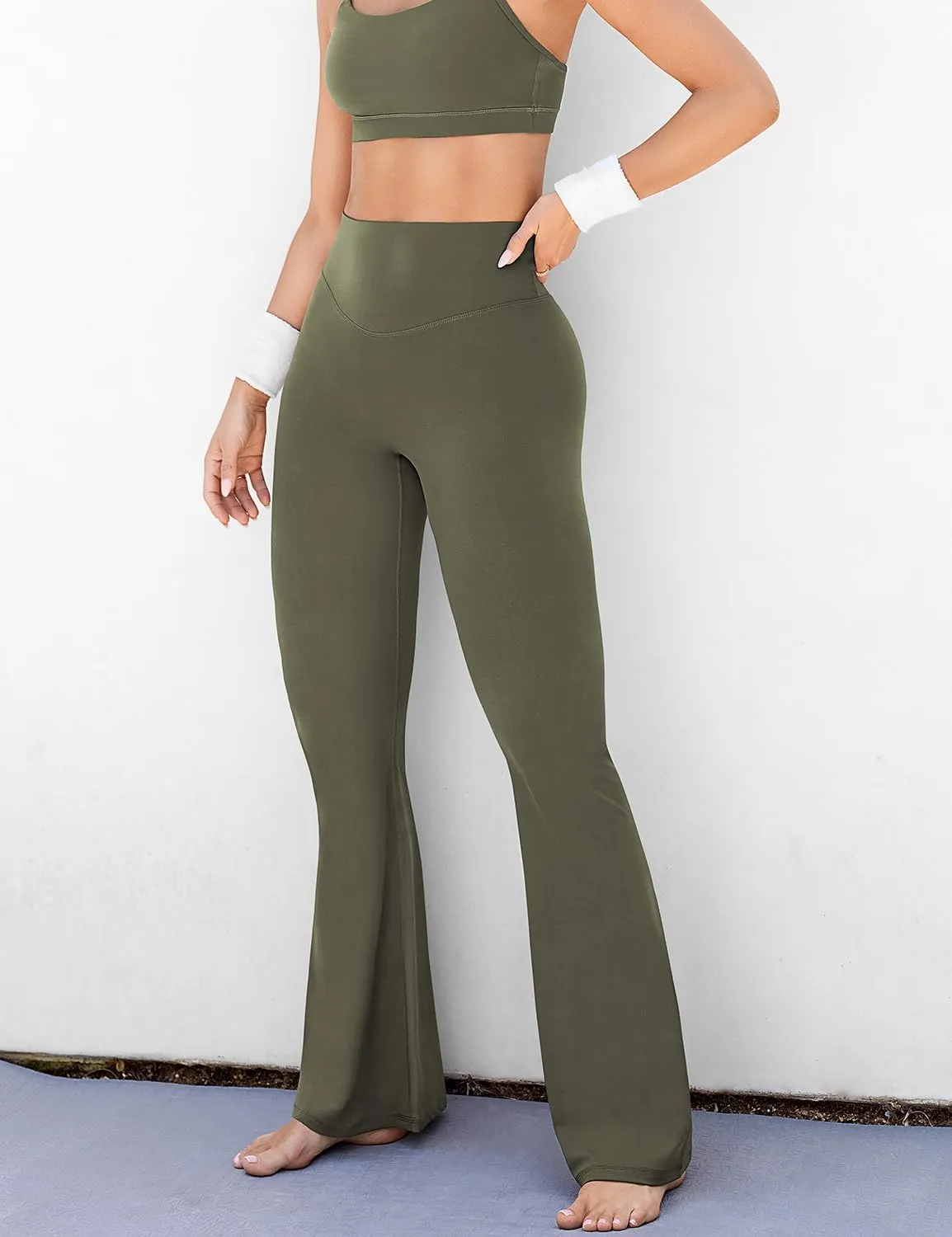 UEU Women's High Waist Flare Yoga Pants, No Front Seam, Casual Leggings with Tummy Control, 29/31/33" Inseam