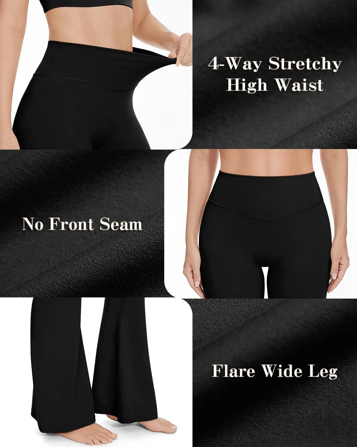 UEU Women's High Waist Flare Yoga Pants, No Front Seam, Casual Leggings with Tummy Control, 29/31/33" Inseam