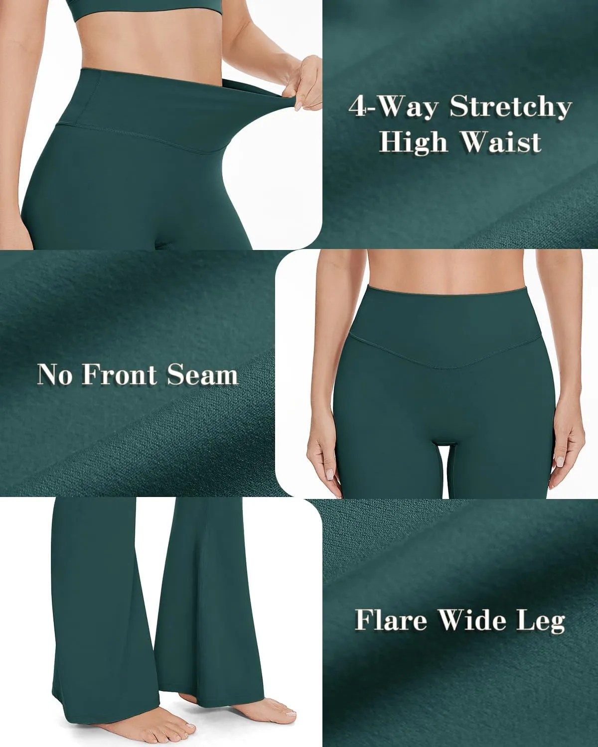 UEU Women's High Waist Flare Yoga Pants, No Front Seam, Casual Leggings with Tummy Control, 29/31/33" Inseam