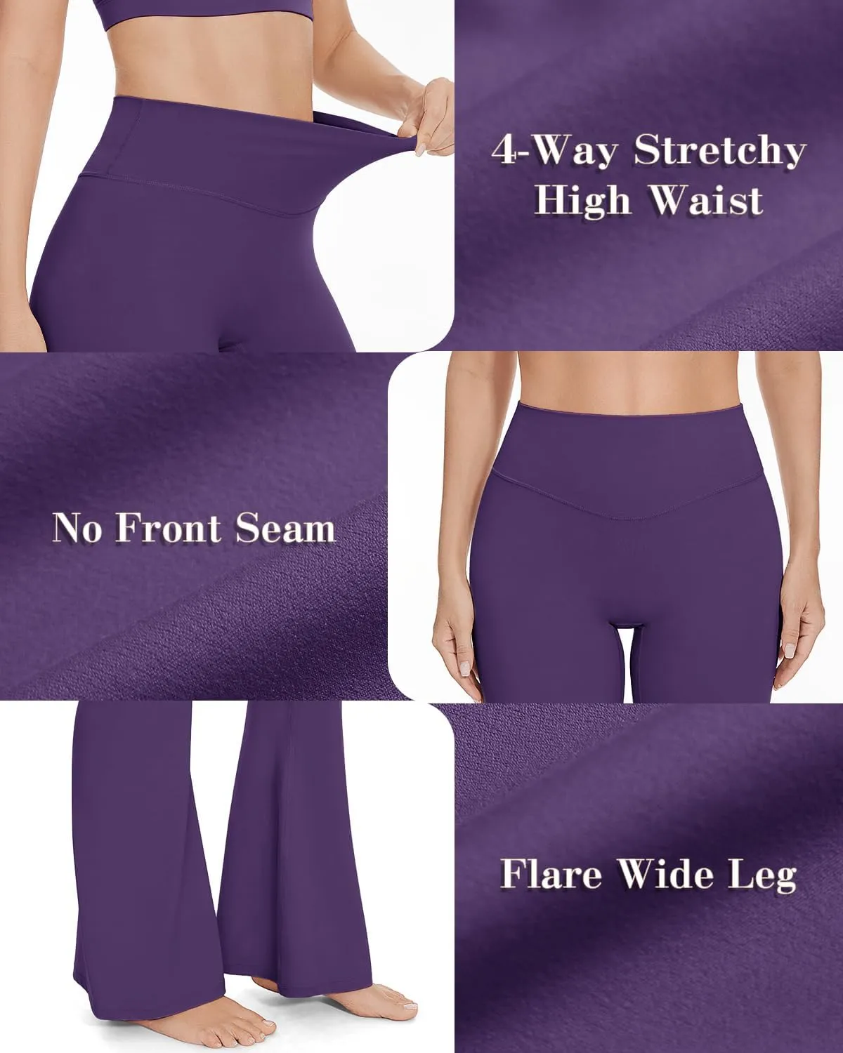 UEU Women's High Waist Flare Yoga Pants, No Front Seam, Casual Leggings with Tummy Control, 29/31/33" Inseam