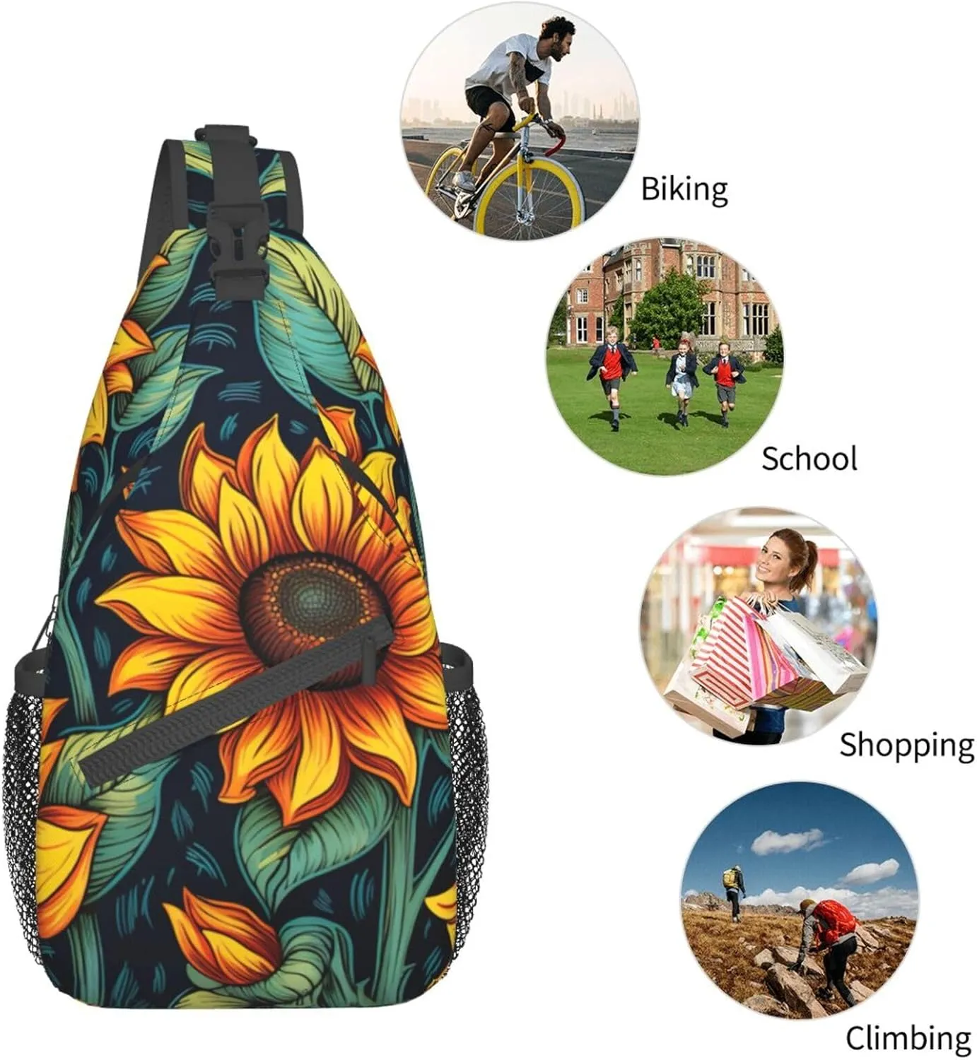 Ufo At Night Crossbody Bag Chest Shoulder Bag Small Casual Backpack Suitable For Women Men Hiking