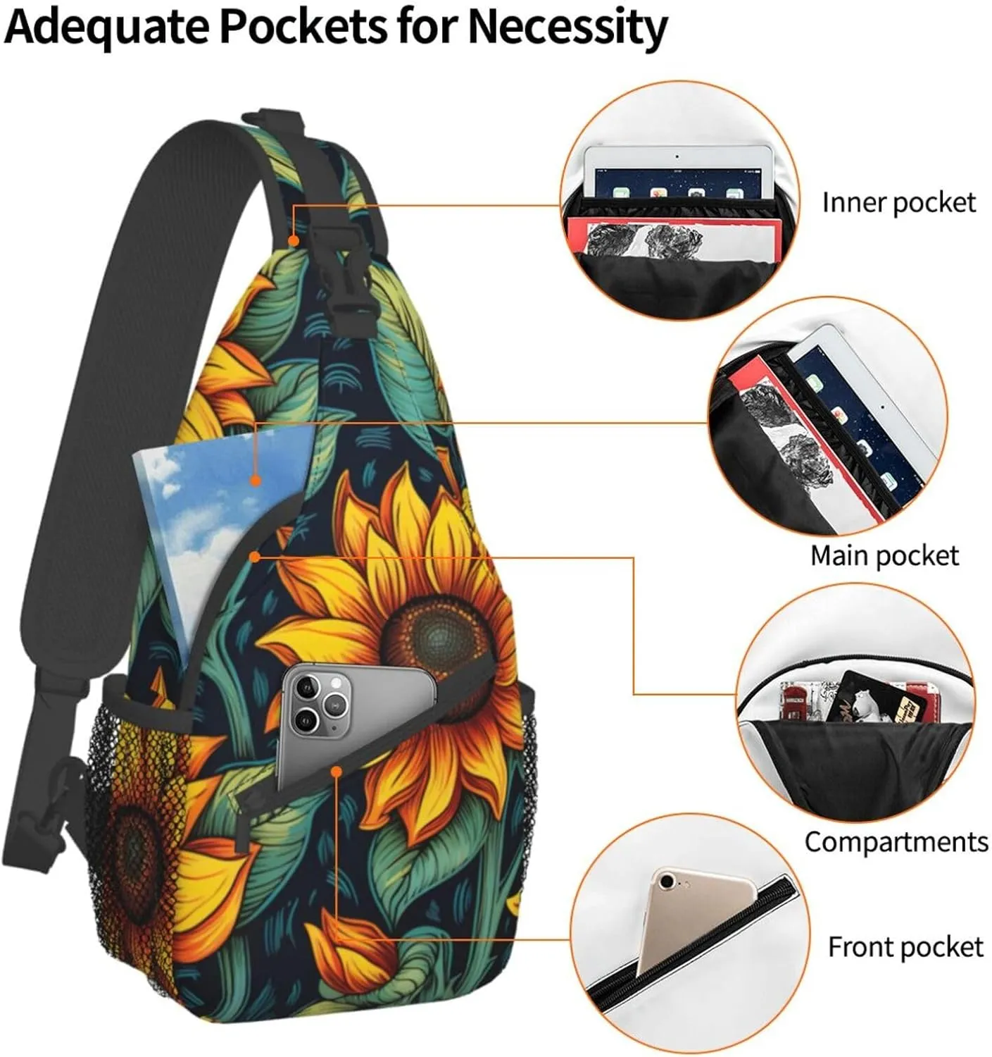 Ufo At Night Crossbody Bag Chest Shoulder Bag Small Casual Backpack Suitable For Women Men Hiking