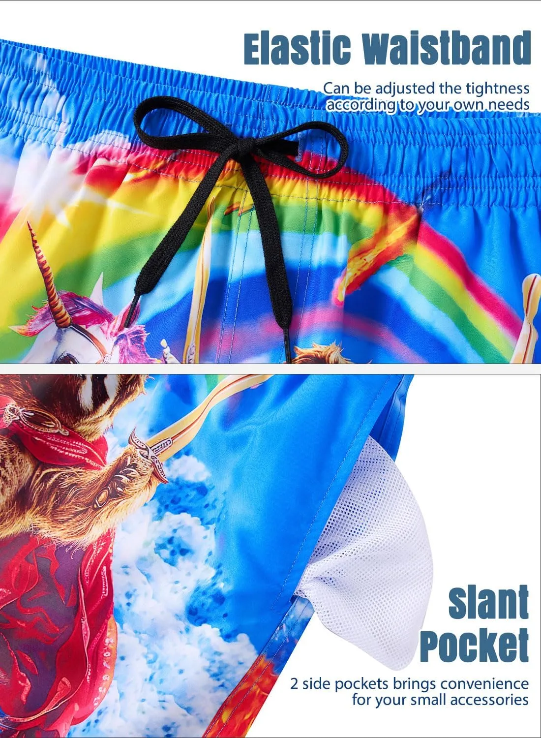 uideazone Men Swim Trunks Drawstring Elastic Waist Quick Dry Beach Shorts with Mesh Lining Swimwear Bathing Suits
