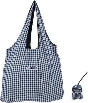 Ultimate Packable Travel Tote Bag - Reusable Shopping Bag - Compact & Portable & Lightweight (Gingham check, Standard)
