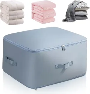 Ultra Space Saving Self Compression Organizer, 2024 New Heavy Duty Self Compression Moving Organizer Bags, Premium Comforter Storage Bag Packaging Cube Bedding Storage Bag (Blue, X-Large)
