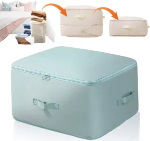 Ultra Space Saving Self Compression Organizer, 2025 New Space Saver Quilt Compression Storage Bag, Premium Comforter Storage Bag Packaging Cube Bedding Storage Bag (Blue, XL - 54 * 42 * 50cm)