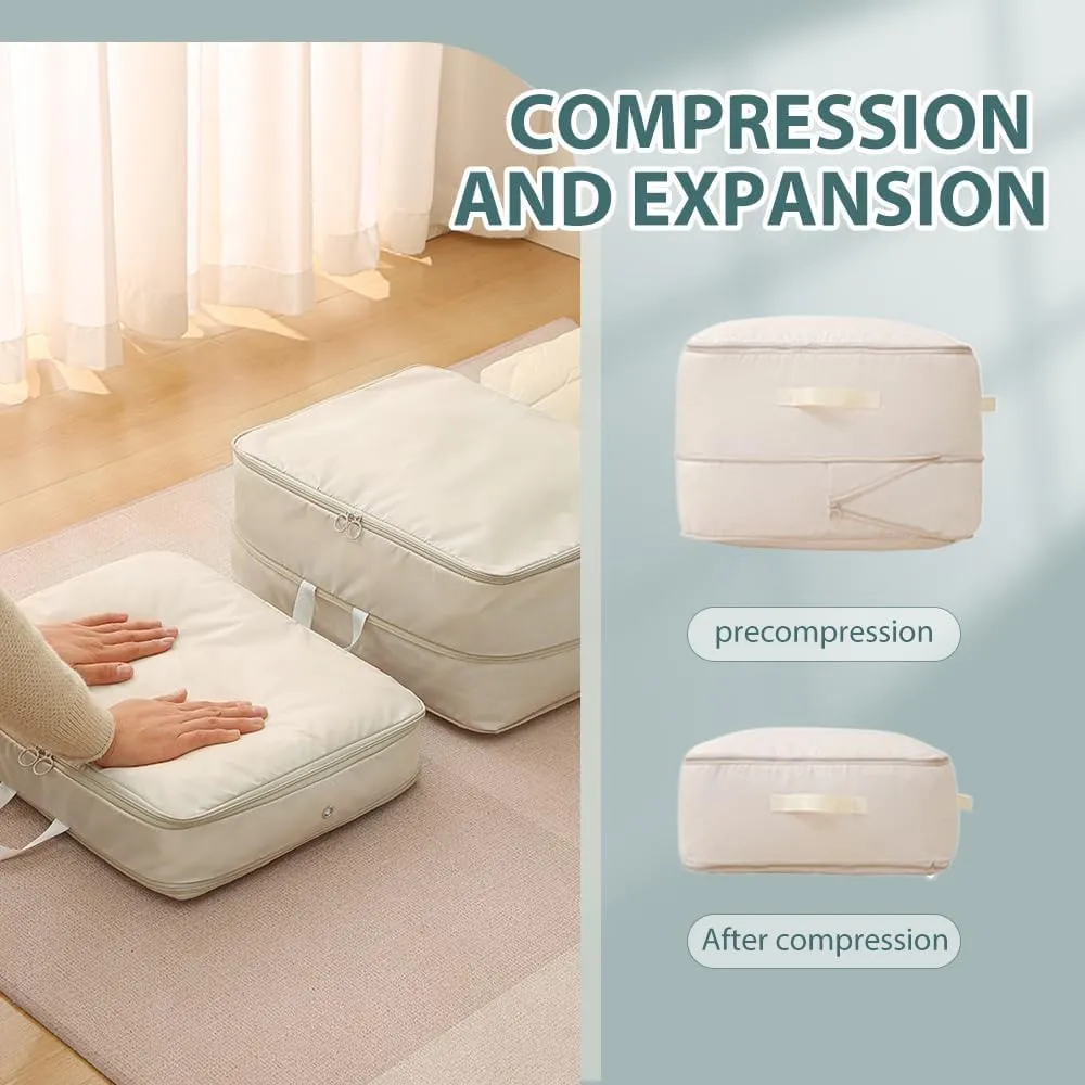 Ultra Space Saving Self Compression Organizer, 2025 New Space Saver Quilt Compression Storage Bag, Premium Comforter Storage Bag Packaging Cube Bedding Storage Bag (Blue, XL - 54 * 42 * 50cm)