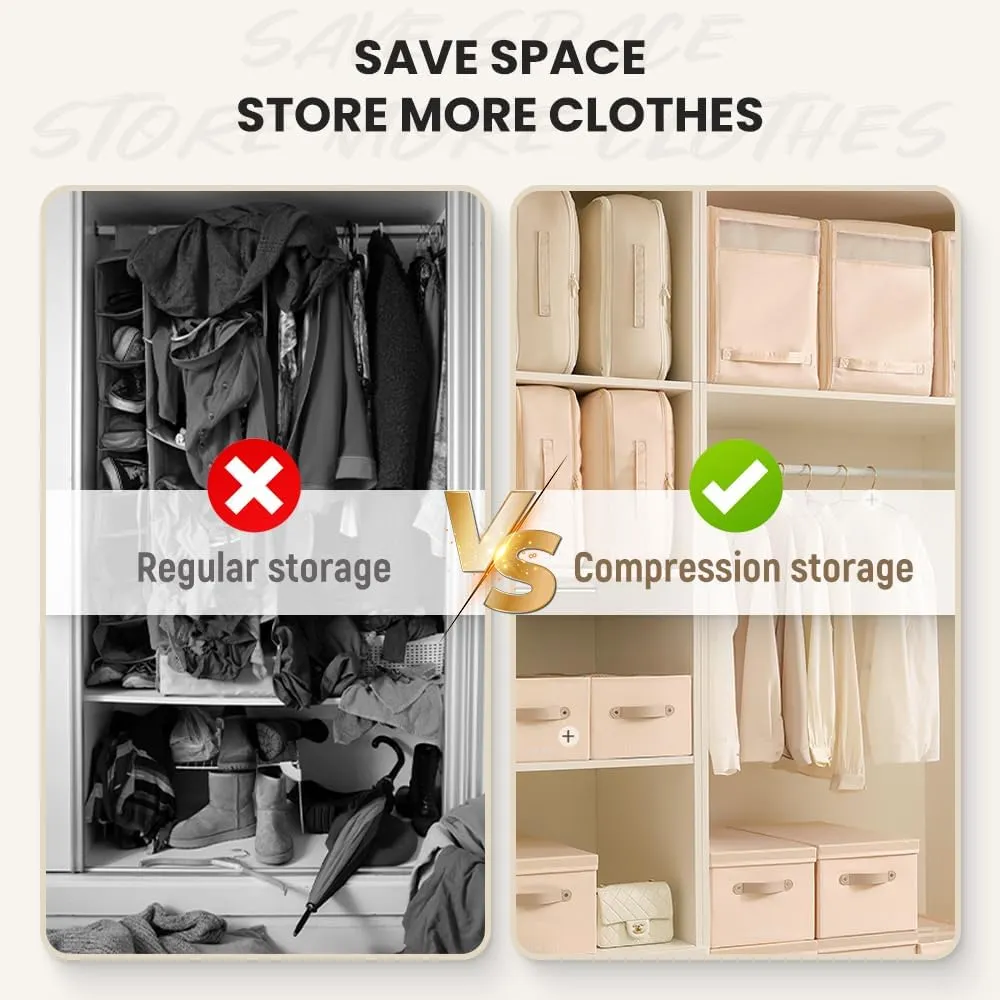 Ultra Space Saving Self Compression Organizer, Heavy Duty Self Compression Moving Organizer Bags, Storage Tote for Space Saving, Clothing Storage Bags for Comforters, Blankets, Bedding (Pink, Large)