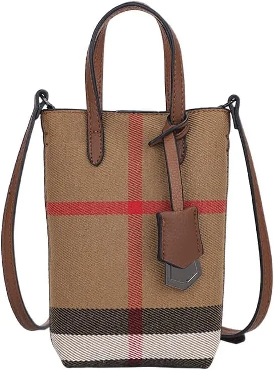 Unisex Adult Plaid Leather Cross-Body, Shoulder Satchel Crossbody Bag