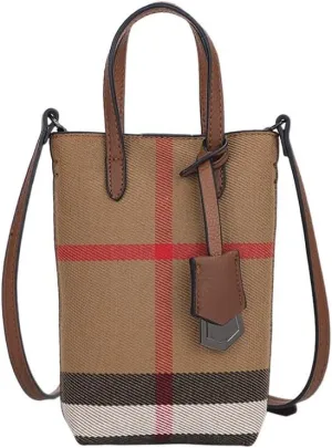 Unisex Adult Plaid Leather Cross-Body, Shoulder Satchel Crossbody Bag