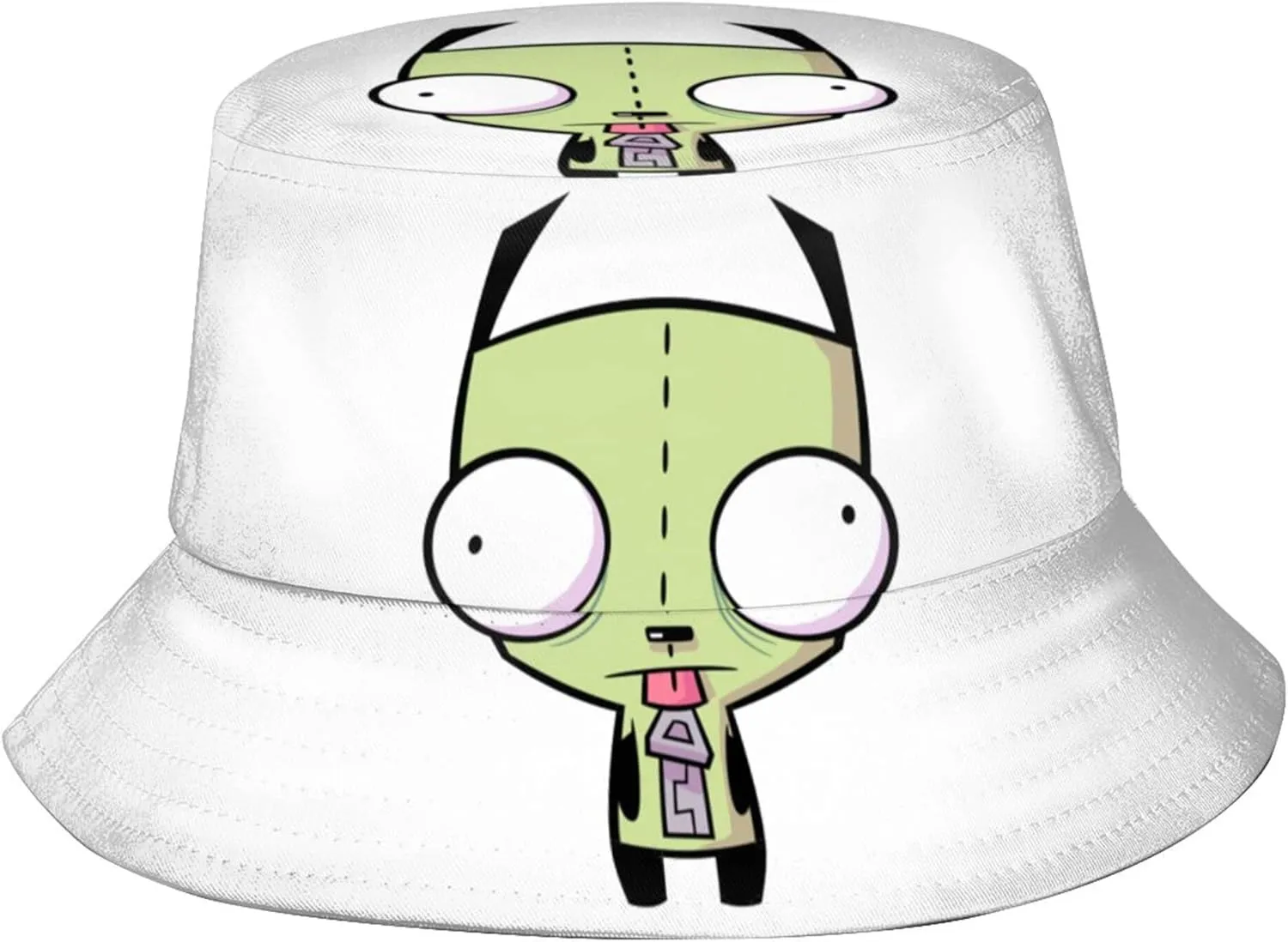 Unisex Bucket Hat Invader Anime Zim Fisherman Cap for Men Women Packable Sun Hat Outdoor Summer Travel Hiking Caps Black