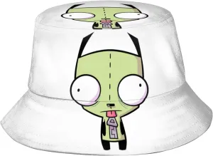 Unisex Bucket Hat Invader Anime Zim Fisherman Cap for Men Women Packable Sun Hat Outdoor Summer Travel Hiking Caps Black