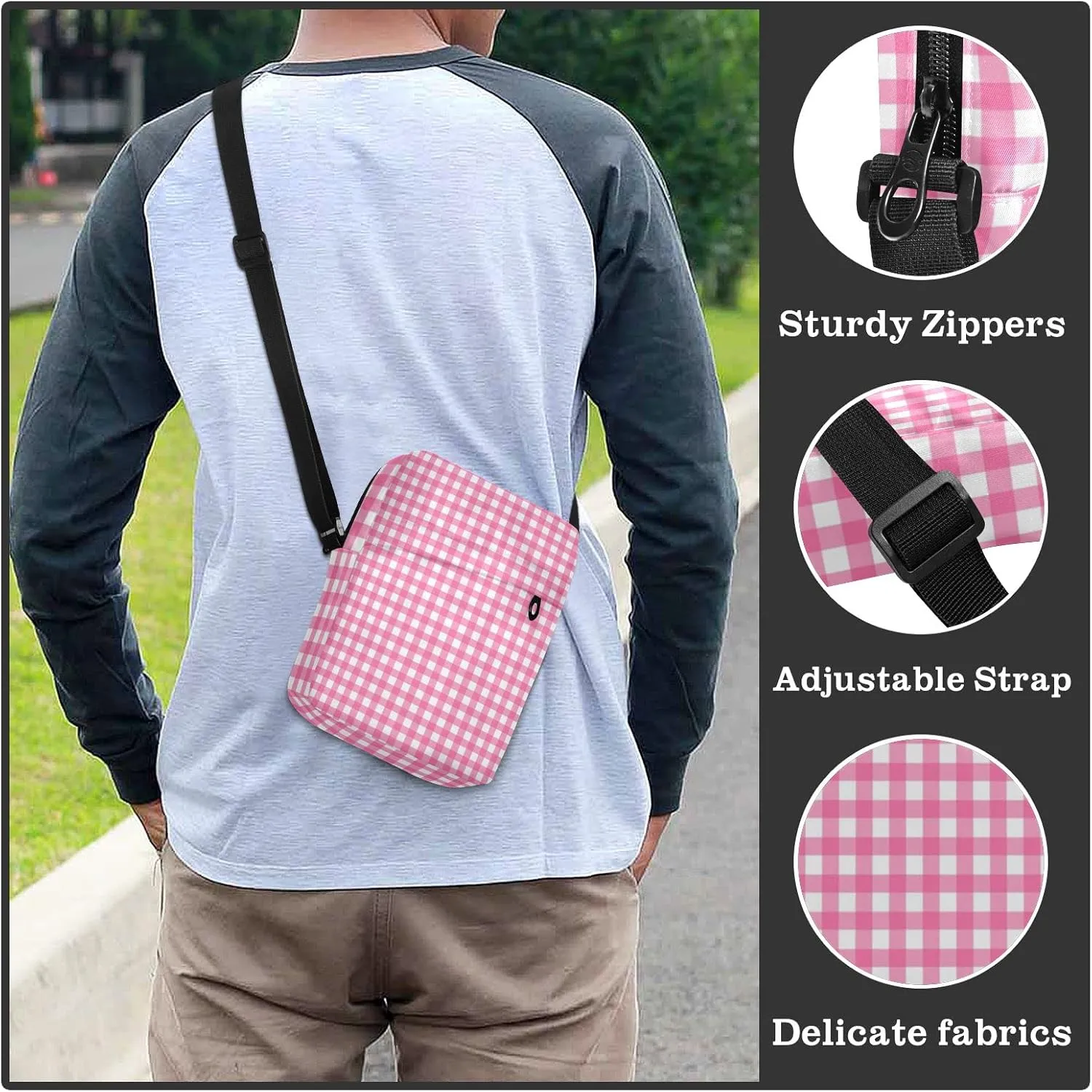 Unisex Crossbody Bag, Halloween Gingham Durable Sling Side Shoulder bags for men women, One Size