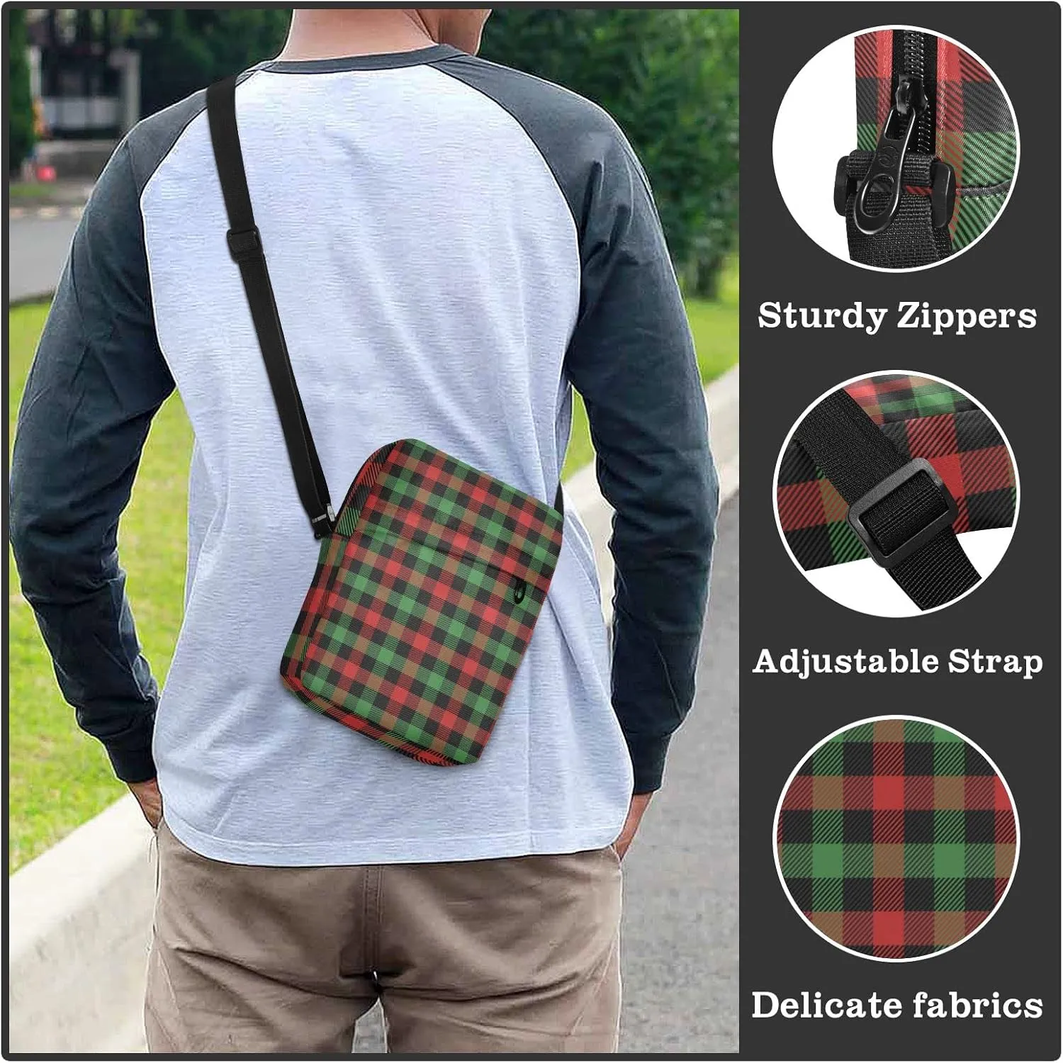 Unisex Crossbody Bag, Halloween Gingham Durable Sling Side Shoulder bags for men women, One Size
