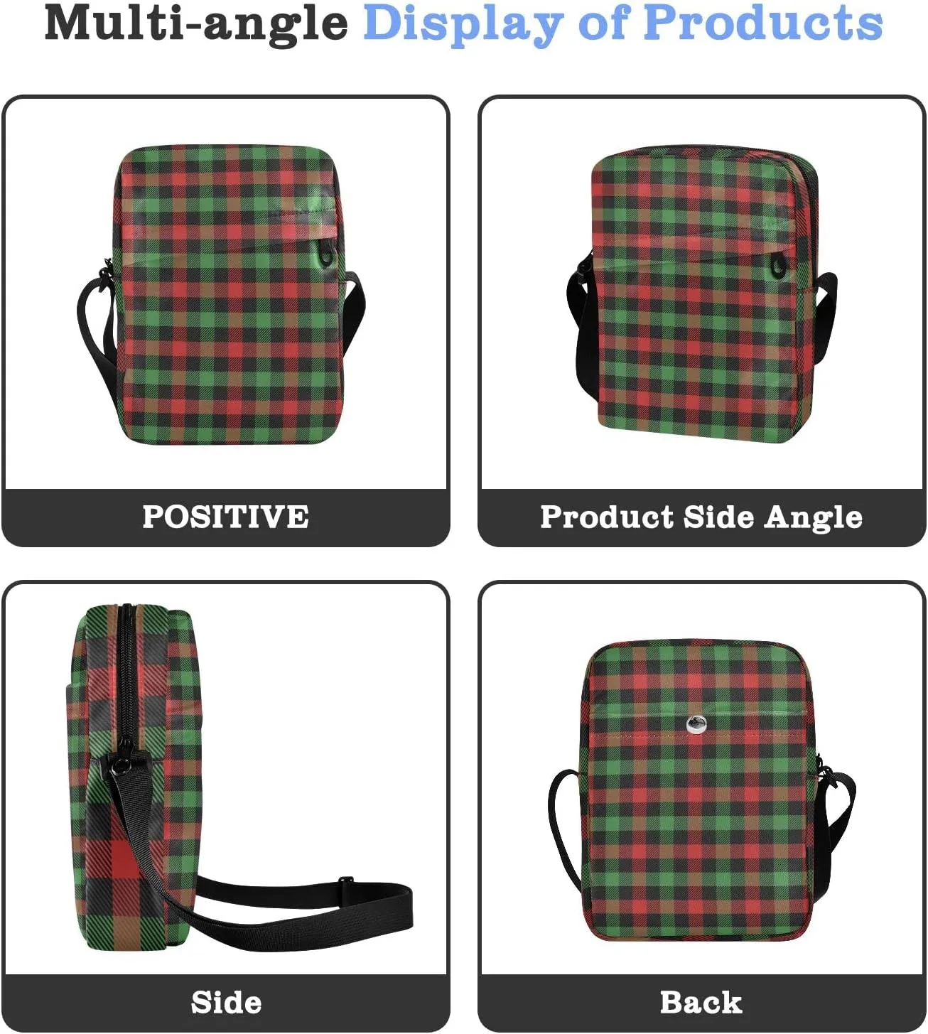 Unisex Crossbody Bag, Halloween Gingham Durable Sling Side Shoulder bags for men women, One Size