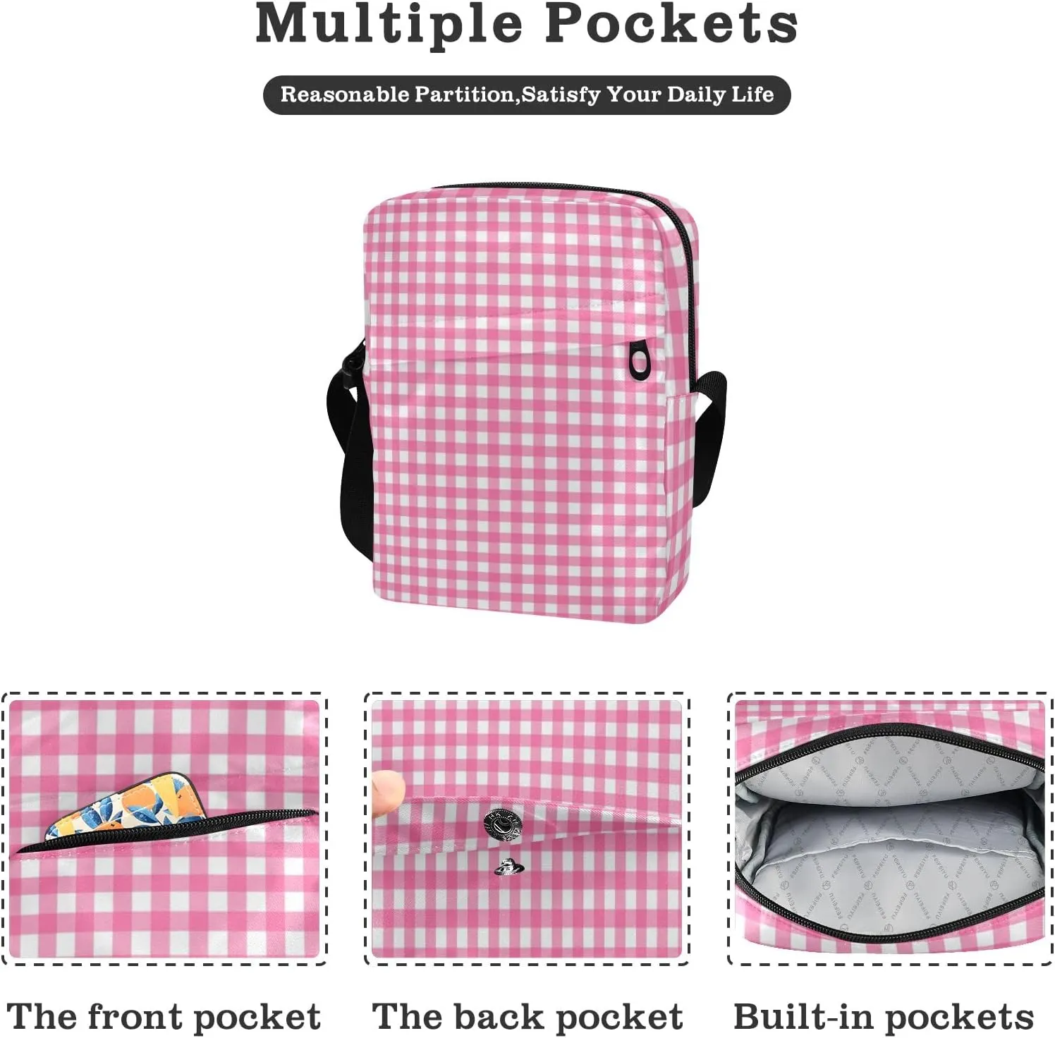 Unisex Crossbody Bag, Halloween Gingham Durable Sling Side Shoulder bags for men women, One Size