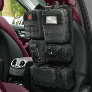 Universal Tactical Vehicle Seat Back Organizer Bag Tactical Molle Vehicle Organizers Panel Vehicle Protector Organizers with 5 Different Size Admin Panel Storage Bag with Multi-Pocket