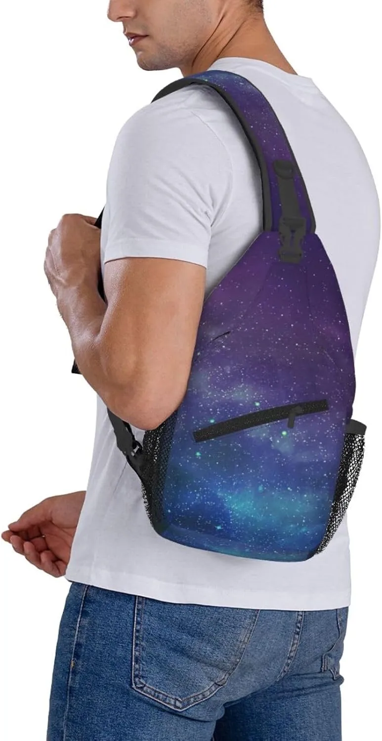 Universe With Stars Galaxy Interstellar Crossbody Chest Bag Lightweight Sling Daypackstravel Hiking Cycling For Men Women