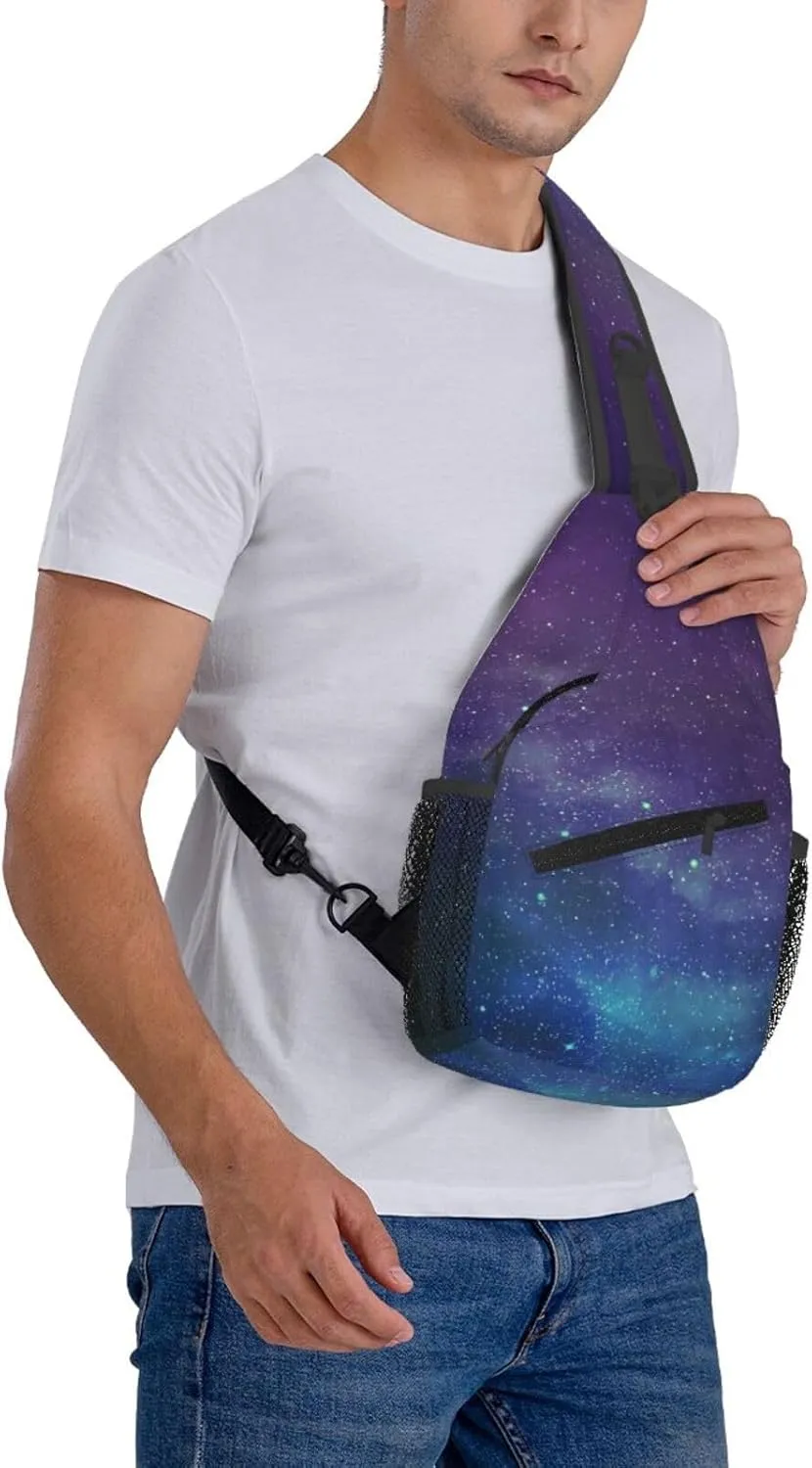 Universe With Stars Galaxy Interstellar Crossbody Chest Bag Lightweight Sling Daypackstravel Hiking Cycling For Men Women