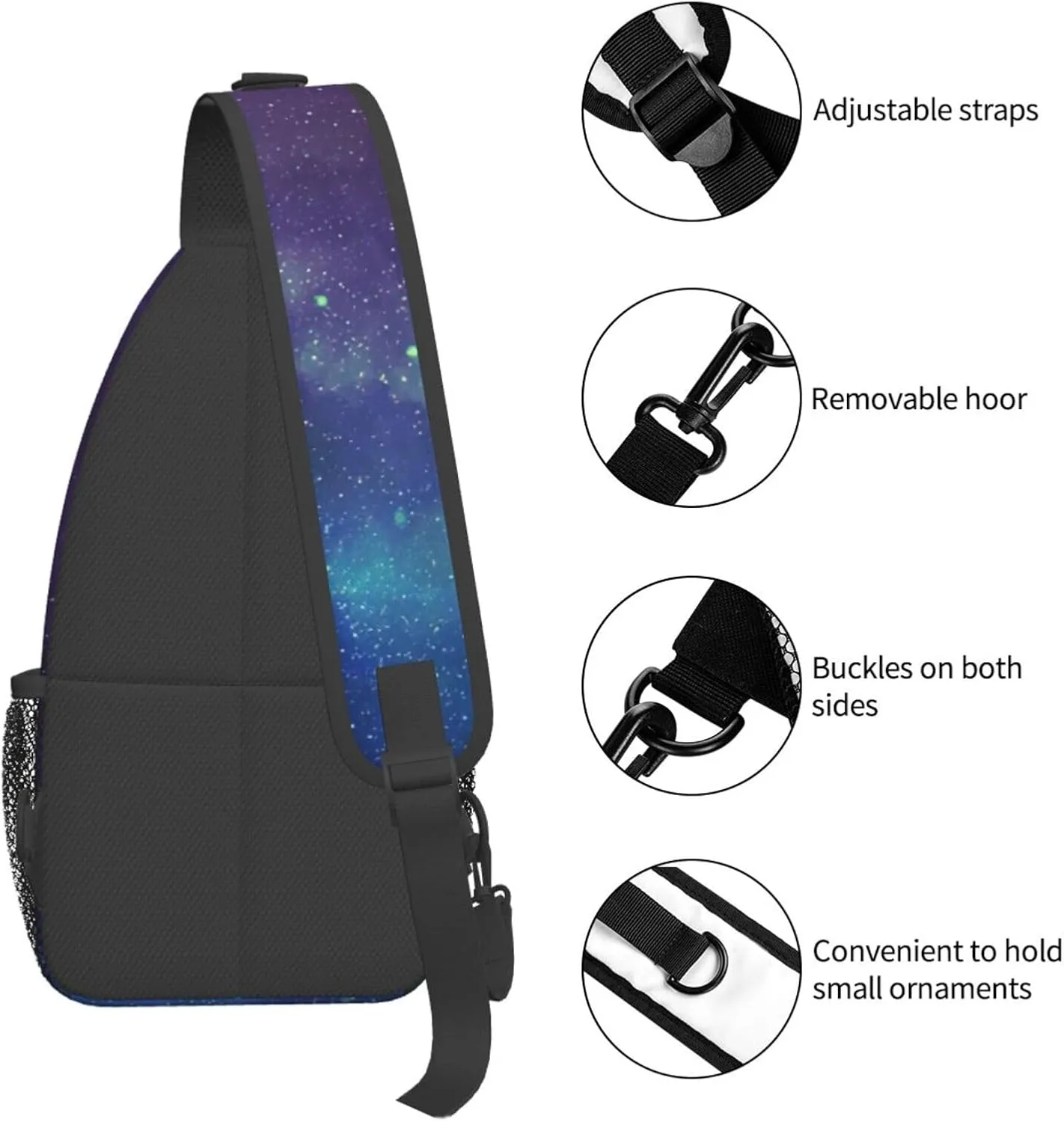 Universe With Stars Galaxy Interstellar Crossbody Chest Bag Lightweight Sling Daypackstravel Hiking Cycling For Men Women