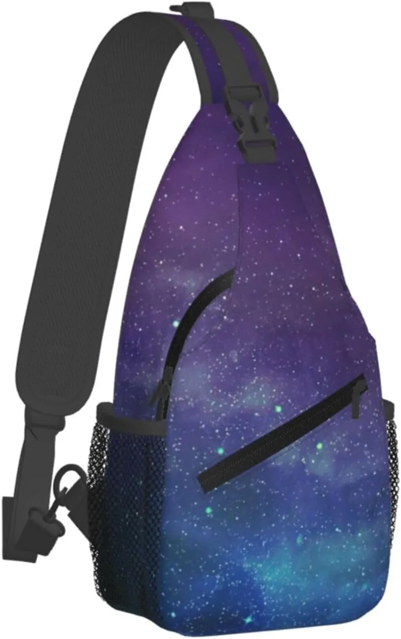 Universe With Stars Galaxy Interstellar Crossbody Chest Bag Lightweight Sling Daypackstravel Hiking Cycling For Men Women