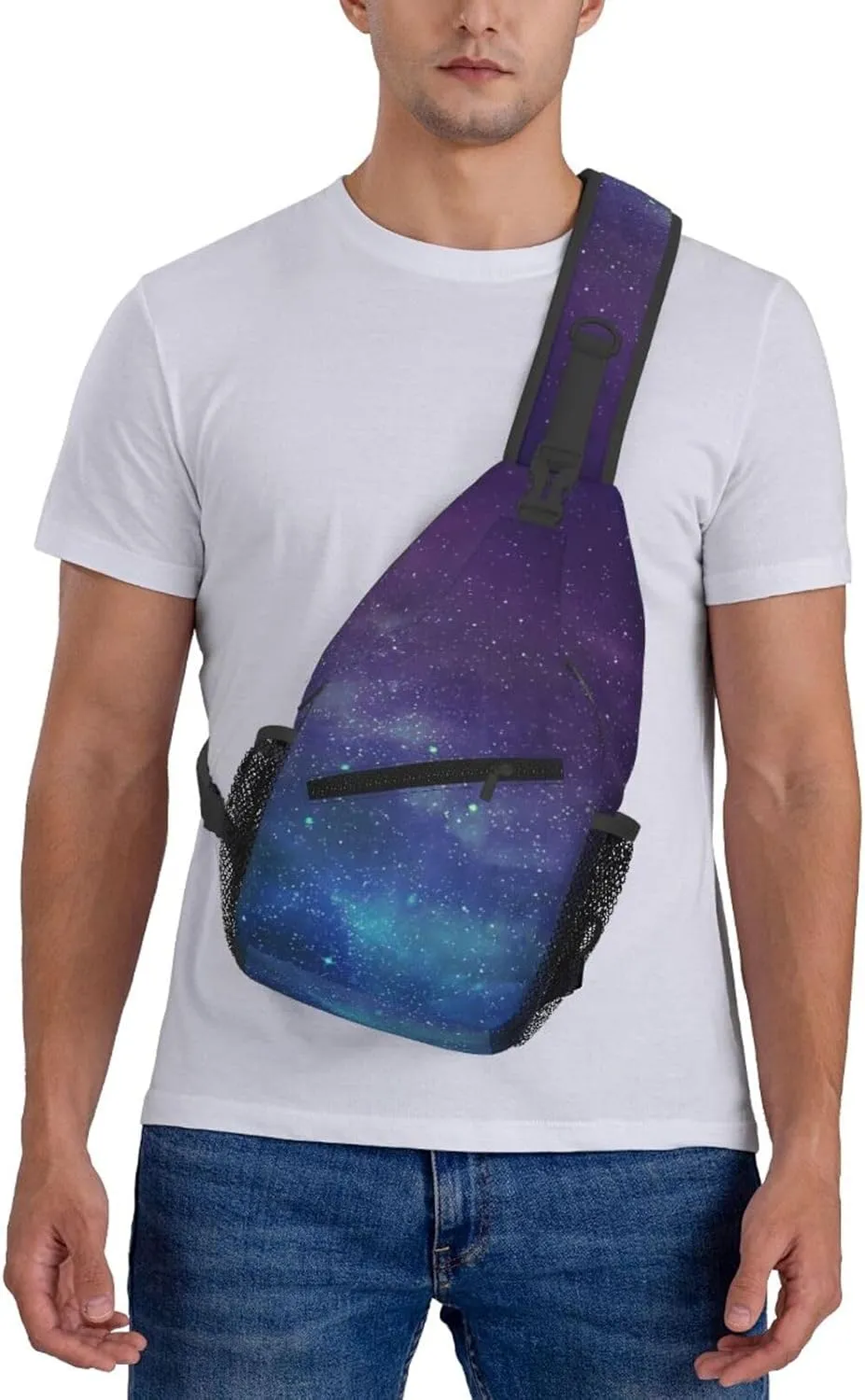 Universe With Stars Galaxy Interstellar Crossbody Chest Bag Lightweight Sling Daypackstravel Hiking Cycling For Men Women