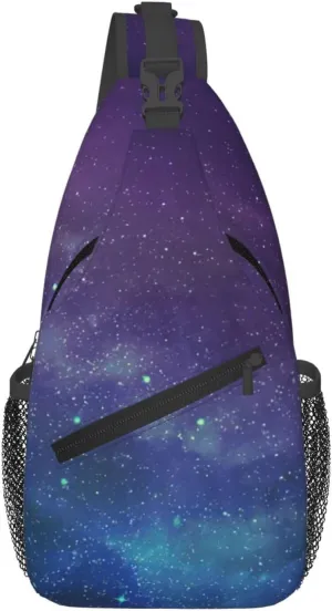 Universe With Stars Galaxy Interstellar Crossbody Chest Bag Lightweight Sling Daypackstravel Hiking Cycling For Men Women