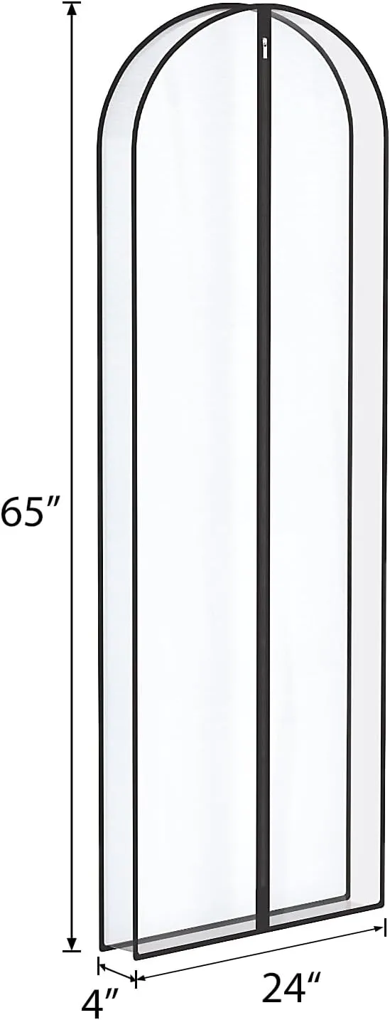 Univivi Dress Bags for Gowns, 65″ Clear Garment Bags for Hanging Clothes, 4″ Gusseted Long Dress Garment Bag for Closet Storage, 3-Pack