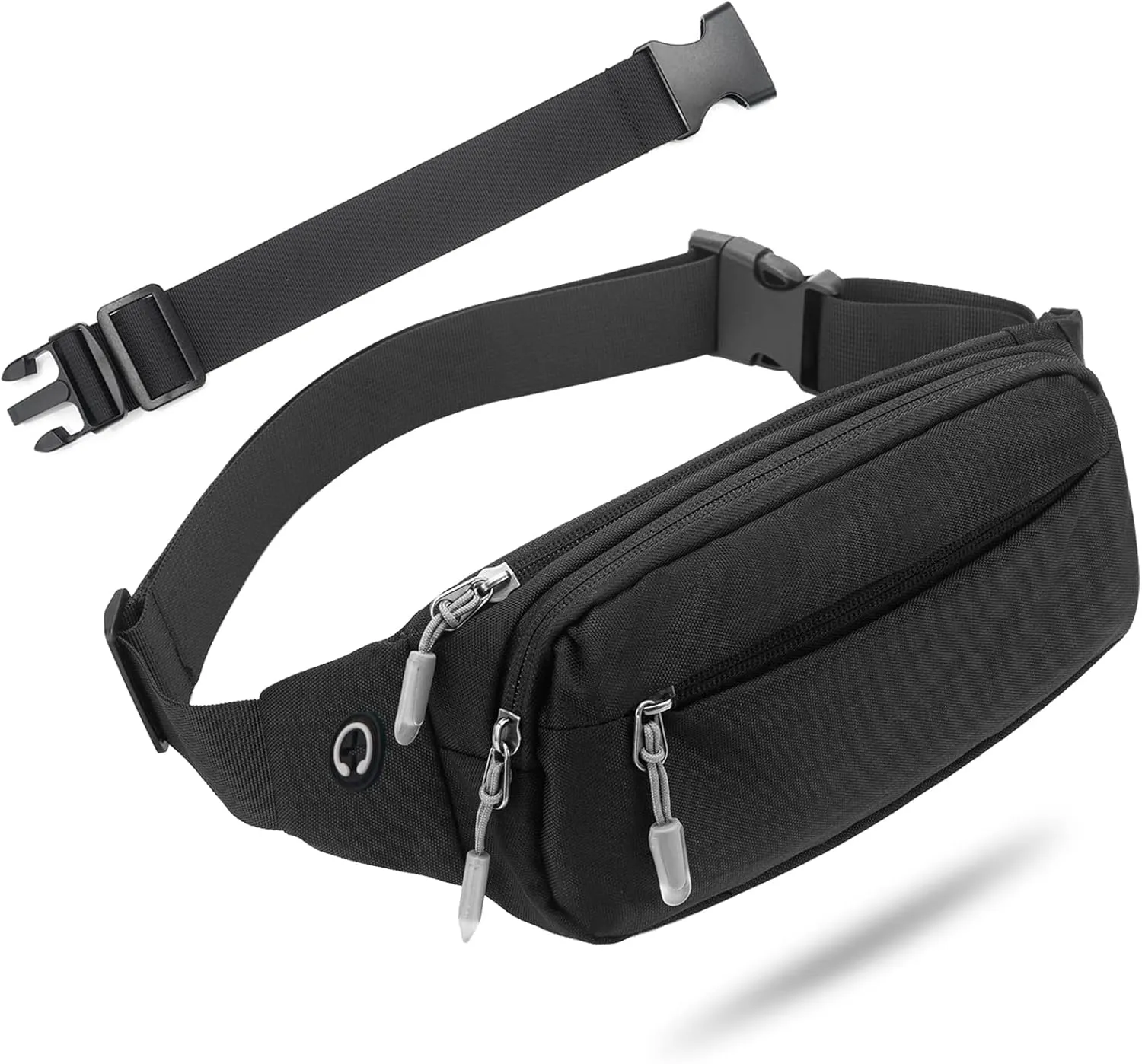 USHAKE Fanny Pack Waist Packs with Extender for Men Women, Waist Pouch Bag Hip Pack with 3-Zipper Pockets Adjustable Straps for Casual Travel Hiking Running Outdoor Sports