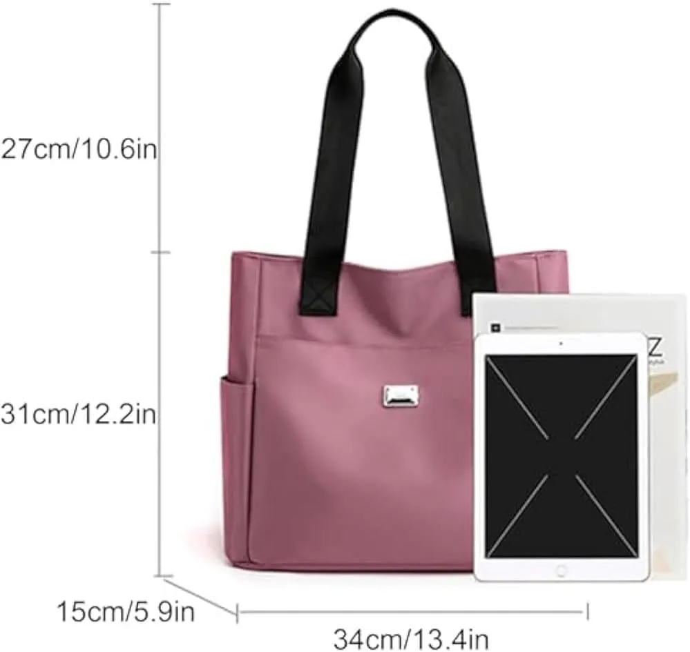 Utrum Large Capacity Water Repellent Multi Pocket Nylon Shoulder Bag, Waterproof Tote Bags for Women, Large Handbags Purses