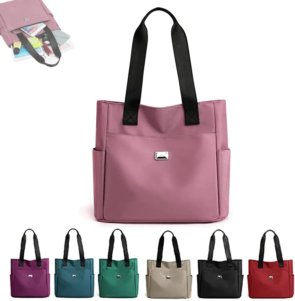 Utrum Large Capacity Water Repellent Multi Pocket Nylon Shoulder Bag, Waterproof Tote Bags for Women, Large Handbags Purses