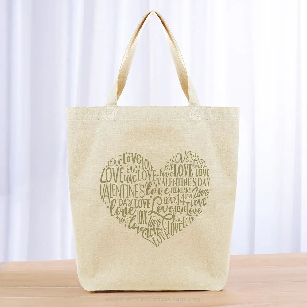 Valentines Tote Bag - khaki