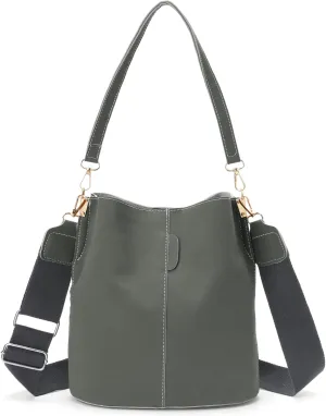 Valleycomfy Suede Bucket Purses for Women Tote Shoulder Bucket Bag