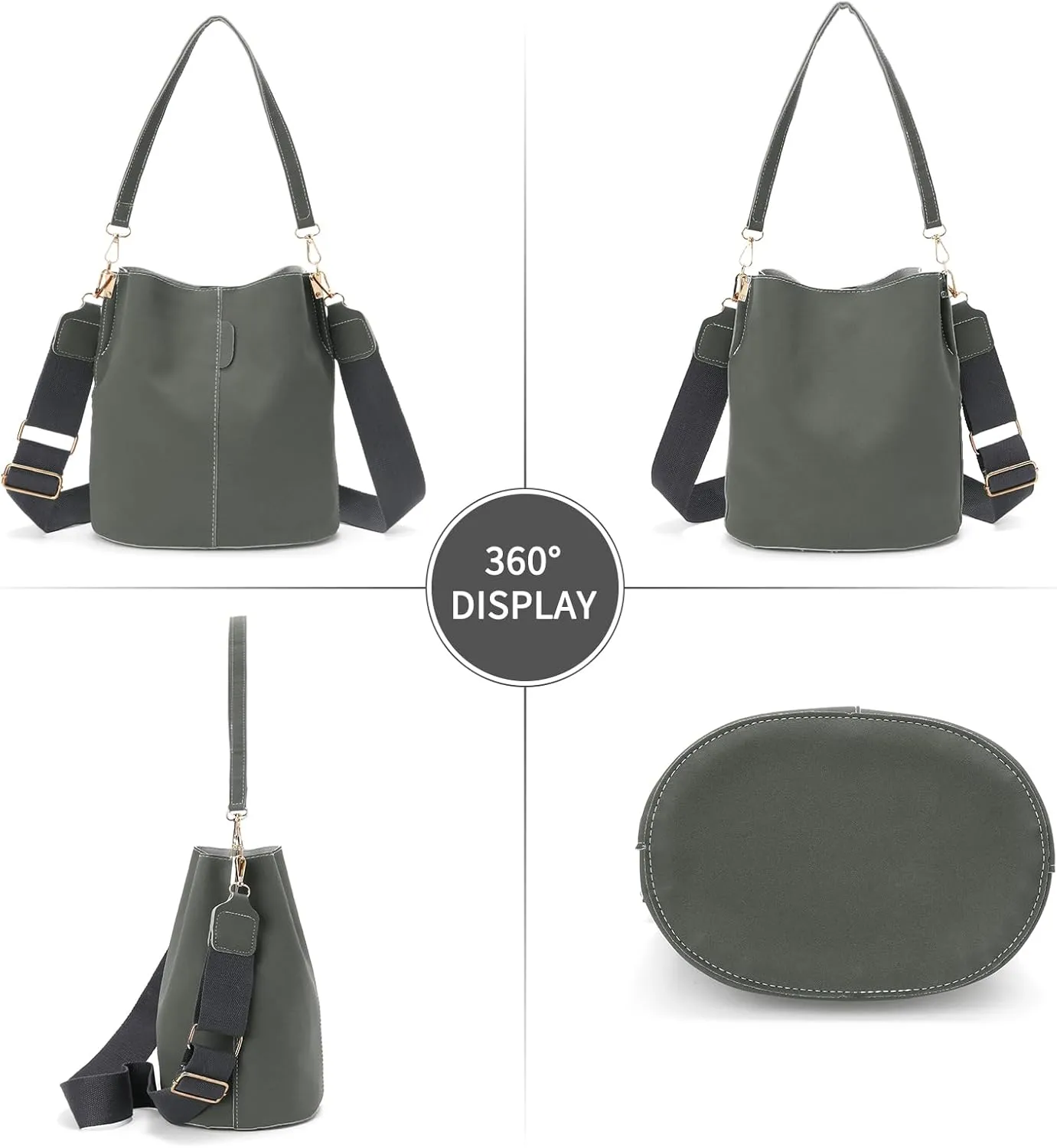 Valleycomfy Suede Bucket Purses for Women Tote Shoulder Bucket Bag